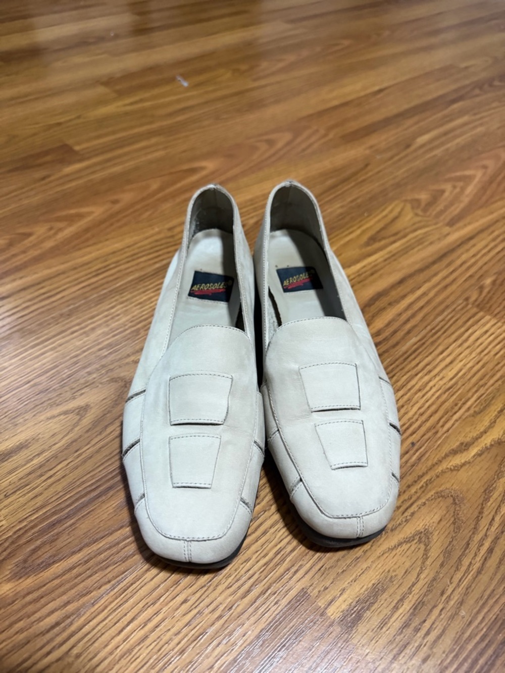 Aerosole loafers slip-on square toe textured strap detail size 7